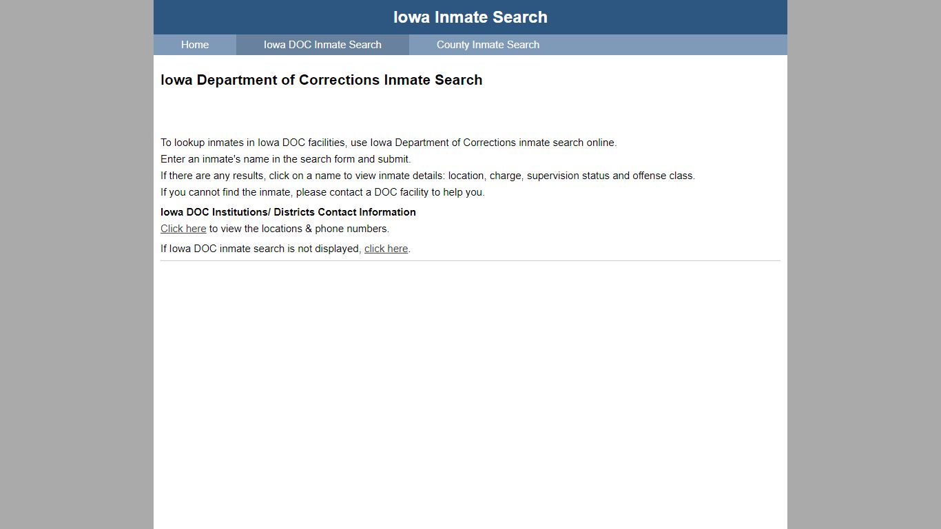 Iowa Department of Corrections Inmate Search